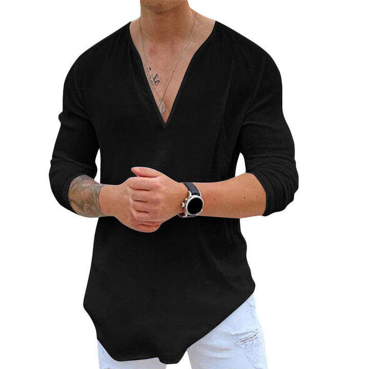 Stylish V-Neck Cotton Casual Shirt for Effortless Chic