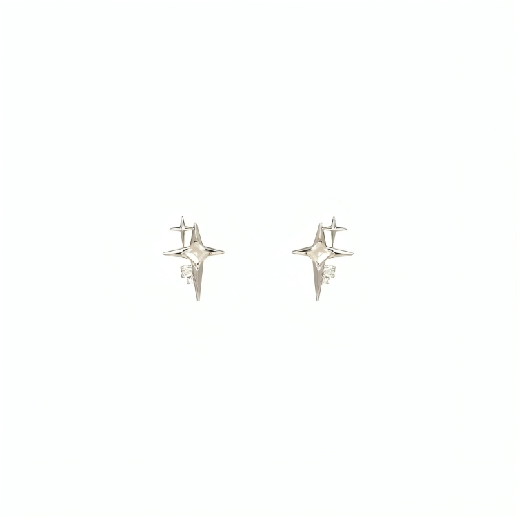 Star-shaped zirconia earrings with cross detail