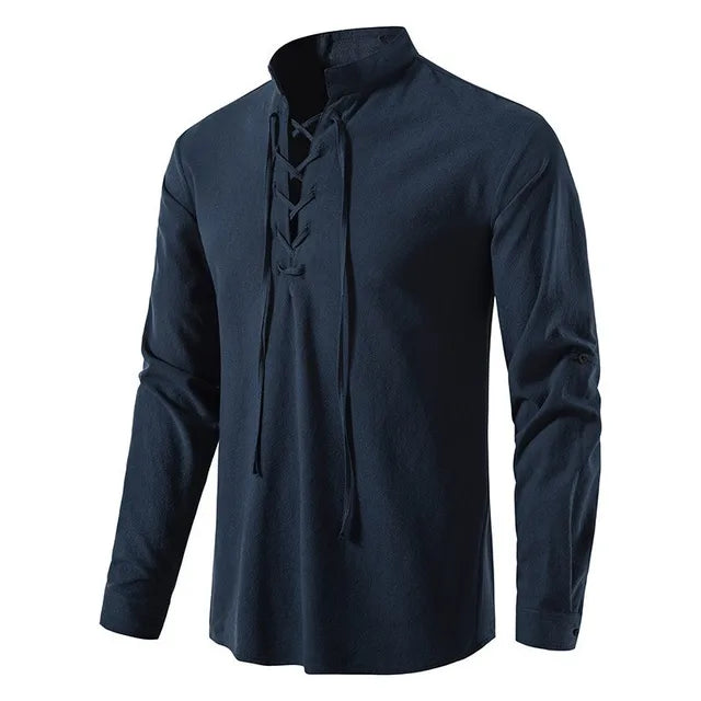 Stylish Men's Lace-Up Casual Shirt
