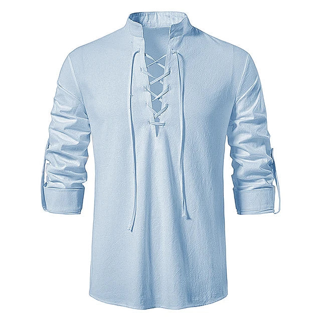 Stylish Men's Lace-Up Casual Shirt