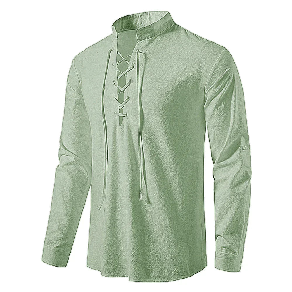 Stylish Men's Lace-Up Casual Shirt