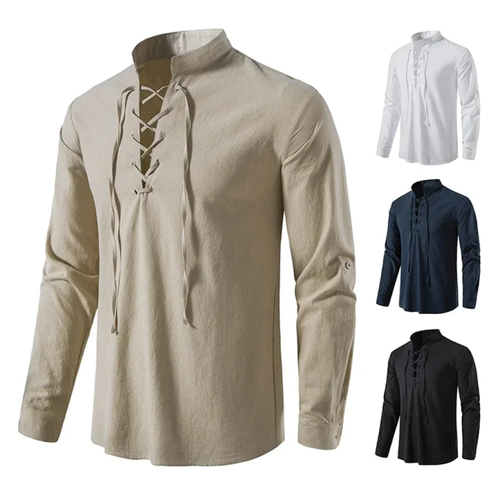 Stylish Men's Lace-Up Casual Shirt