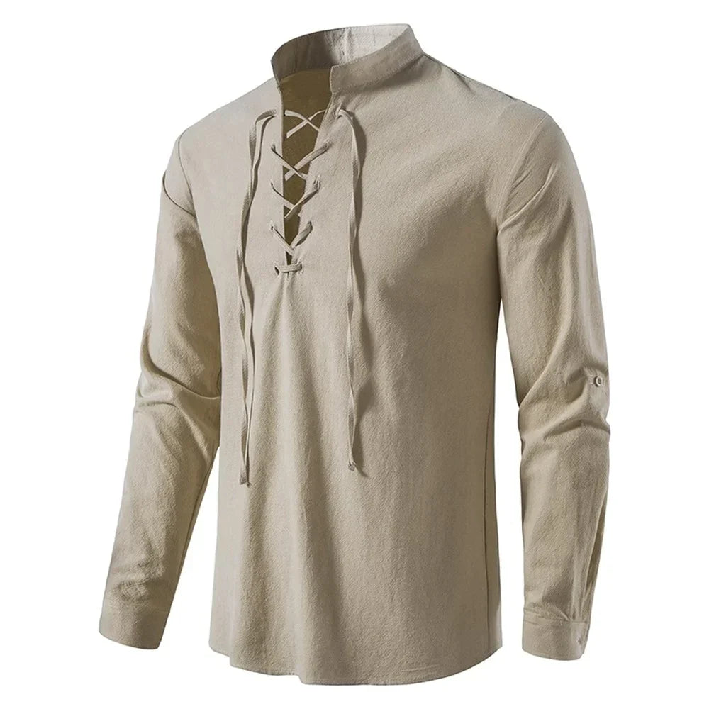 Stylish Men's Lace-Up Casual Shirt