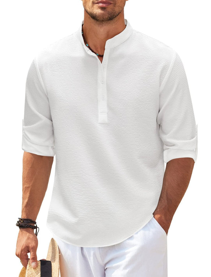 Men's Stylish Long-Sleeved Linen Casual Shirt