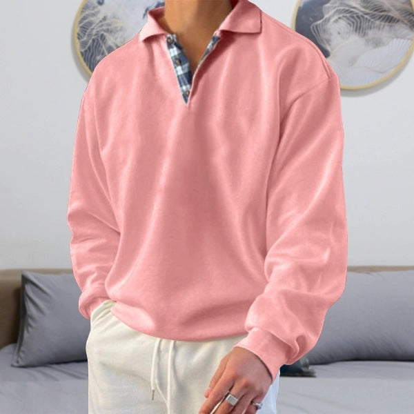 Men's V-Neck Long-Sleeved Hooded Sweatshirt