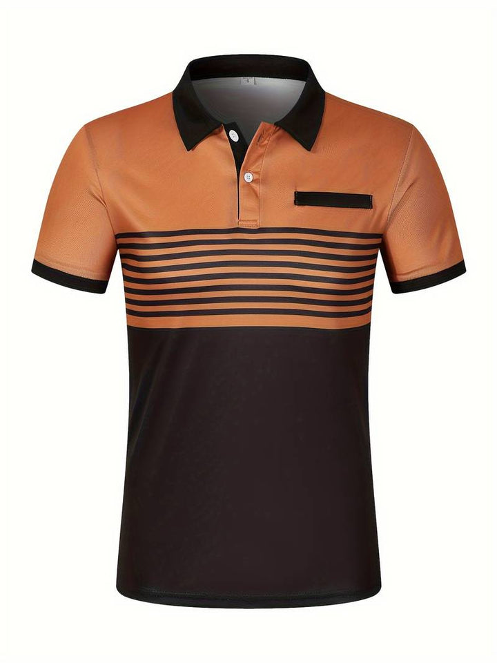 Stylish Striped Short Sleeve Polo Shirt for Men - Perfect for Casual Outings!