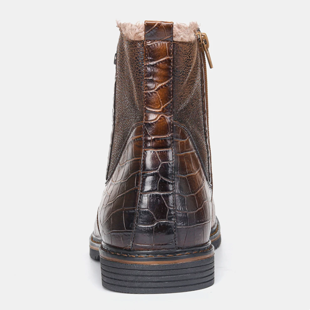 Warm men's leather boots
