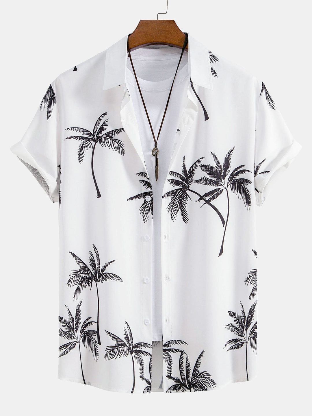 Palm Tree Print Button Up Shirt & Swim Shorts