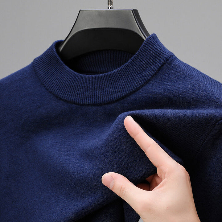 Luxurious Cashmere Sweater for Men with Stylish Bottom Hem