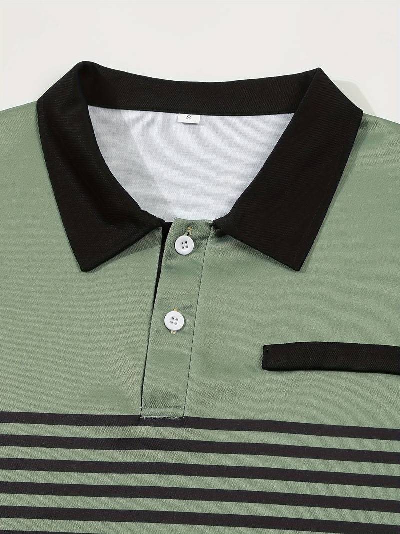 Stylish Striped Short Sleeve Polo Shirt for Men - Perfect for Casual Outings!