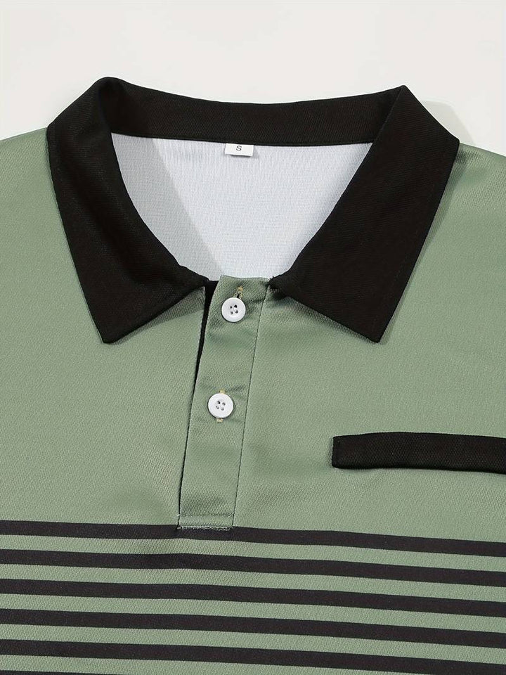Stylish Striped Short Sleeve Polo Shirt for Men - Perfect for Casual Outings!