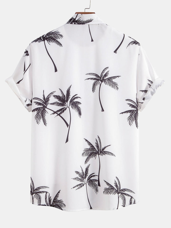 Palm Tree Print Button Up Shirt & Swim Shorts