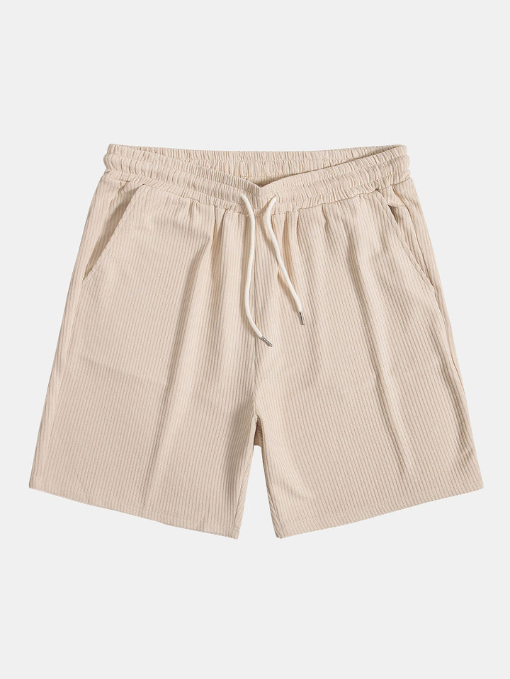 Knitted Ribbed Zip Polo & Shorts