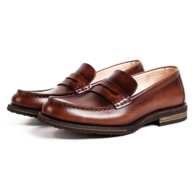 Leather shoes cowhide loafers