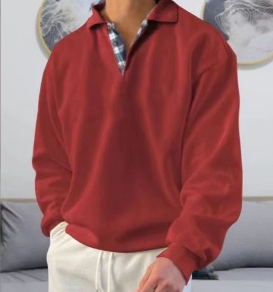 Men's V-Neck Long-Sleeved Hooded Sweatshirt