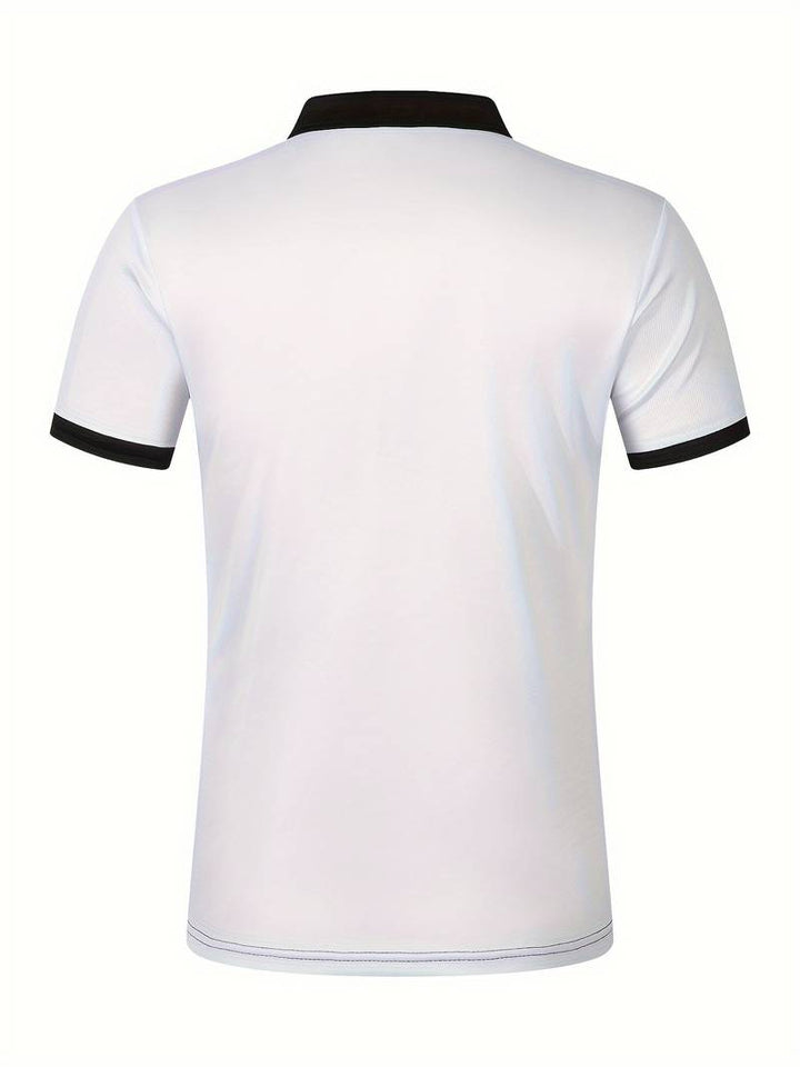 Stylish Striped Short Sleeve Polo Shirt for Men - Perfect for Casual Outings!