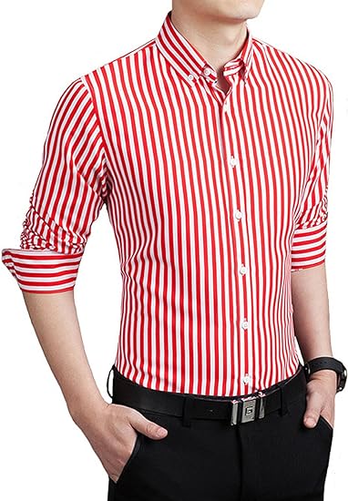 Stylish Striped Men's Shirt with Classic Button Placket