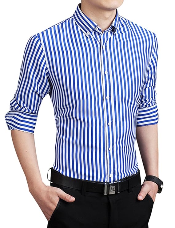 Stylish Striped Men's Shirt with Classic Button Placket