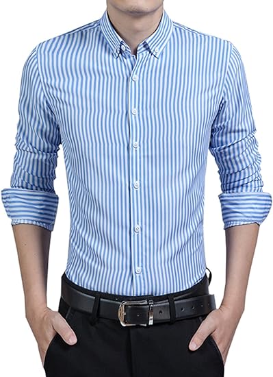 Stylish Striped Men's Shirt with Classic Button Placket