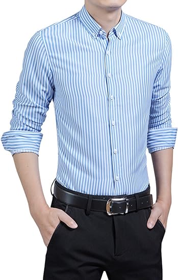 Stylish Striped Men's Shirt with Classic Button Placket
