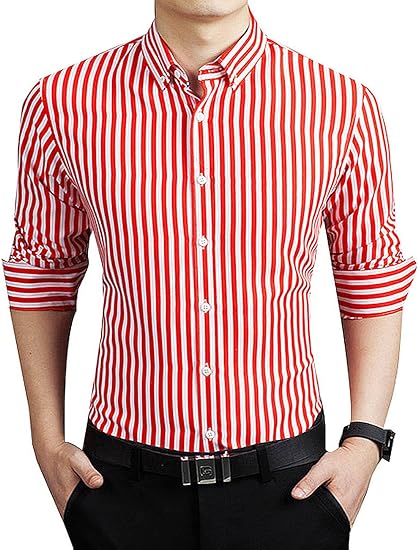 Stylish Striped Men's Shirt with Classic Button Placket