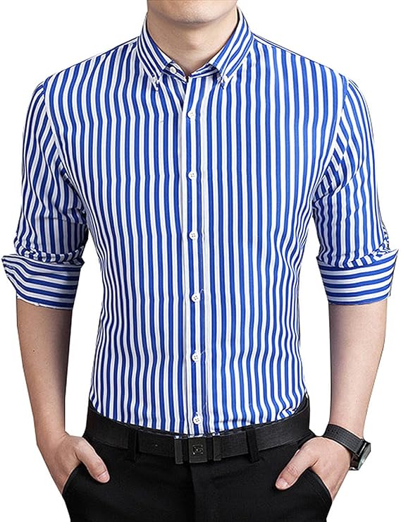 Stylish Striped Men's Shirt with Classic Button Placket