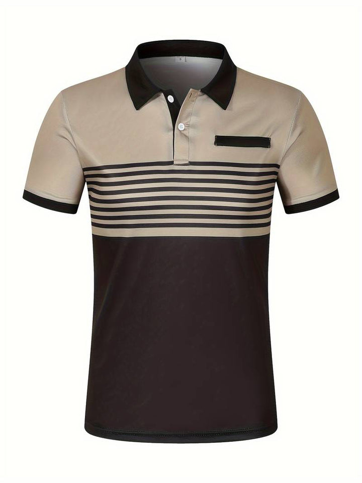 Stylish Striped Short Sleeve Polo Shirt for Men - Perfect for Casual Outings!