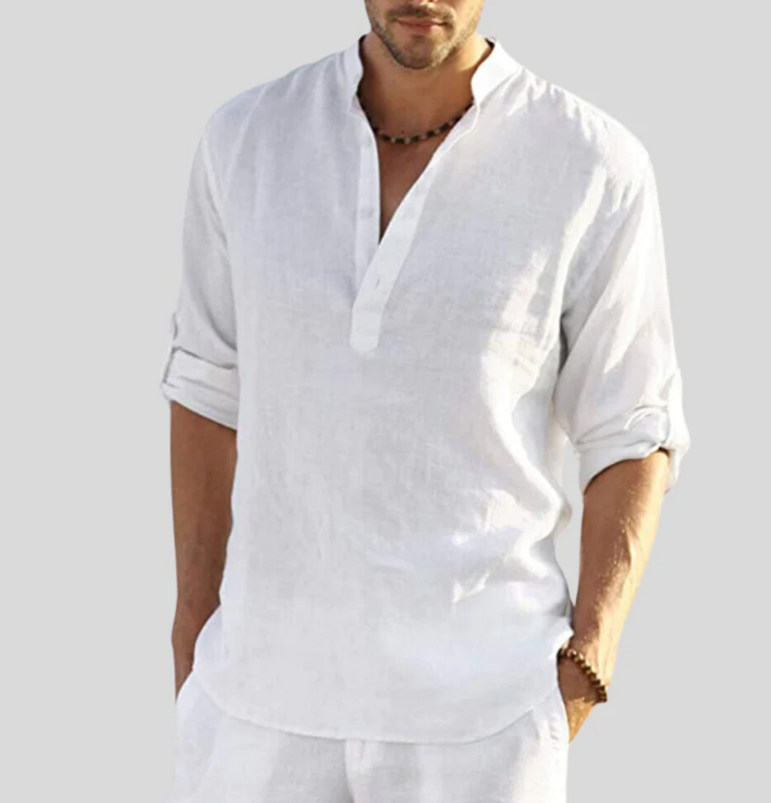 Chic Collared Linen Shirt for Effortless Style