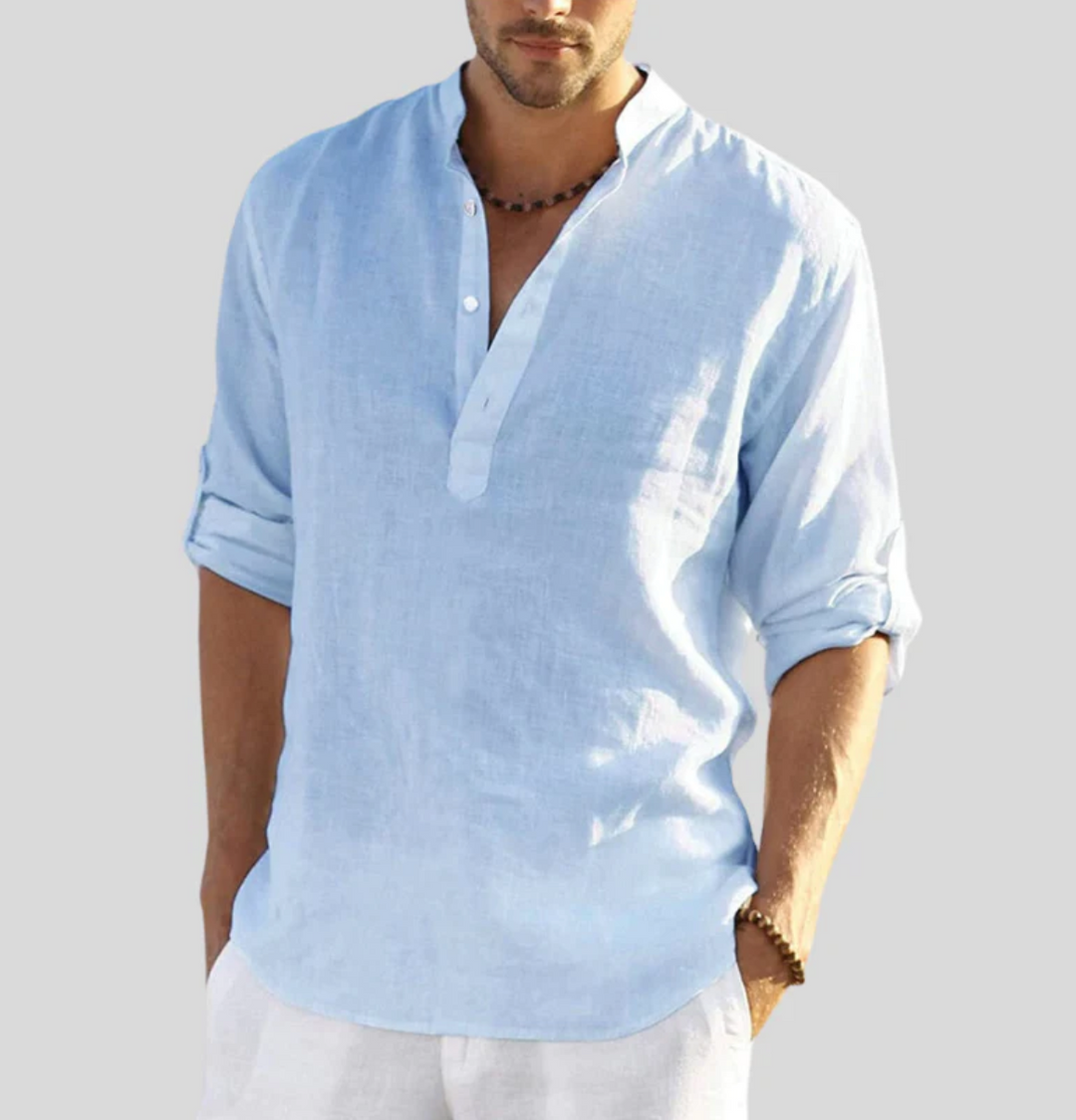 Chic Collared Linen Shirt for Effortless Style