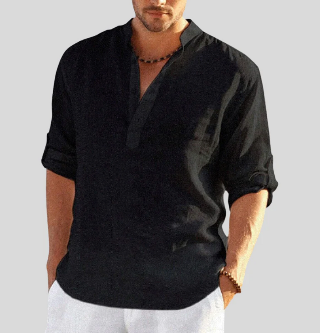 Chic Collared Linen Shirt for Effortless Style