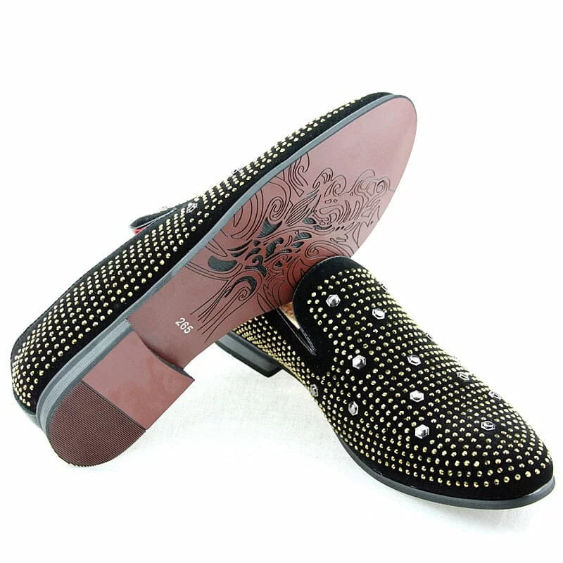 Luxurious loafers with stud embellishments