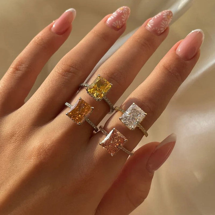Engagement ring with square stone