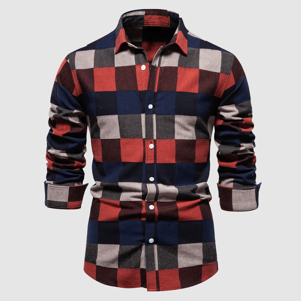 Vintage-Inspired Checkered Button-Up Shirt