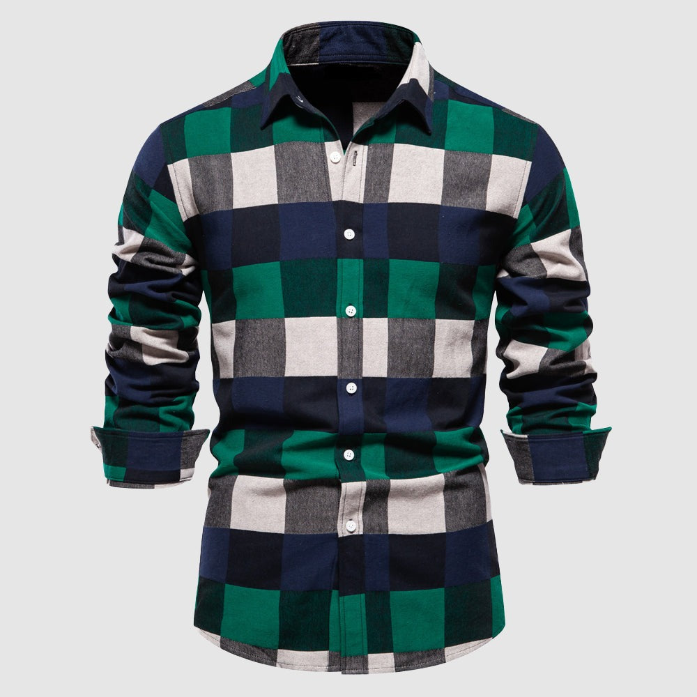 Vintage-Inspired Checkered Button-Up Shirt