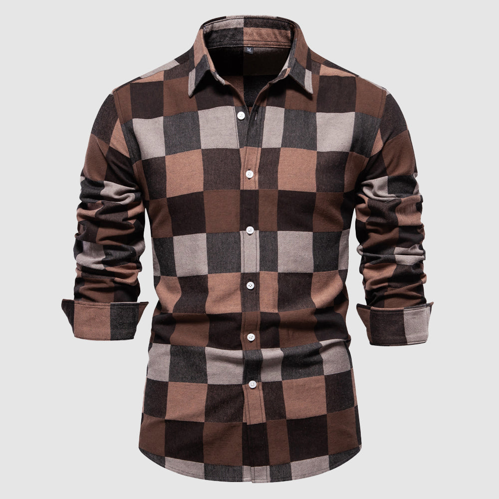 Vintage-Inspired Checkered Button-Up Shirt