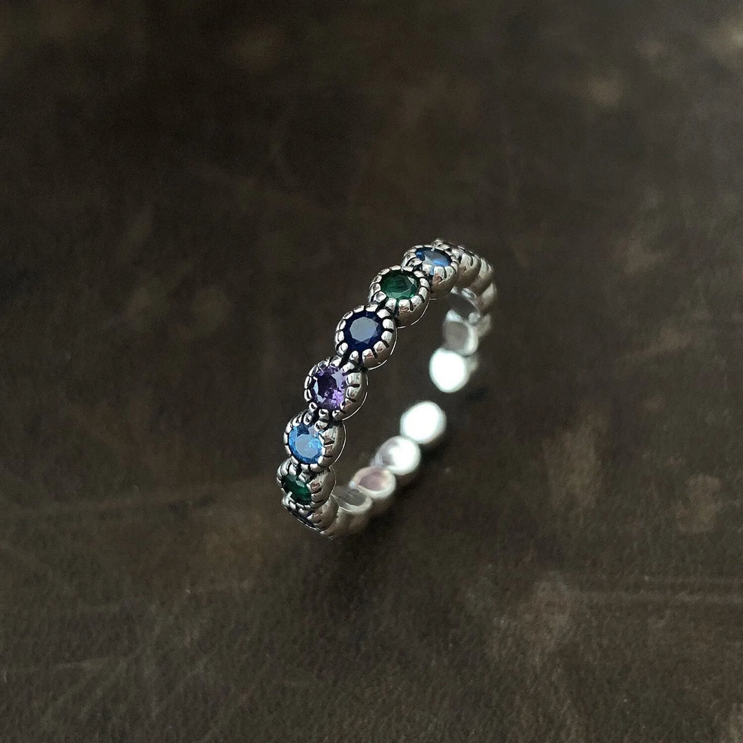 Floral Stone Silver Ring