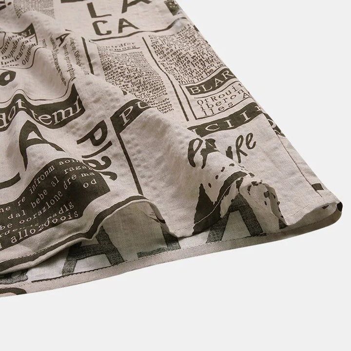 Stylish Newspaper Print Shirt with Chic Button Placket