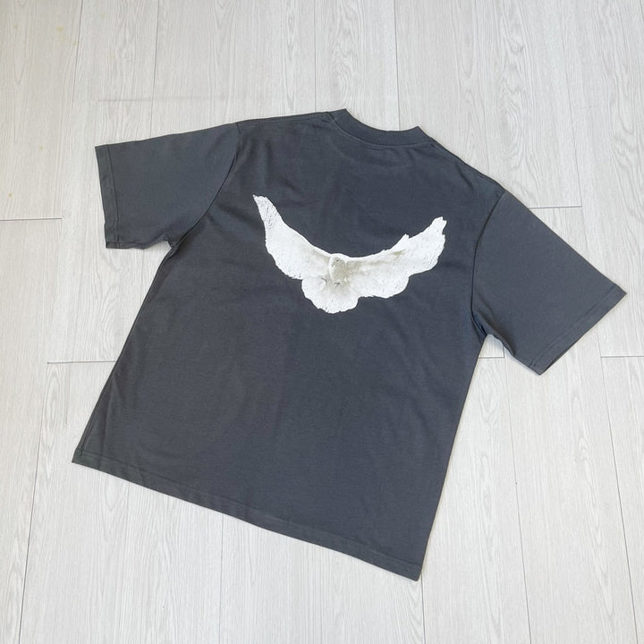 Retro-Inspired Loose Fit T-Shirt Featuring Charming Pigeon Design