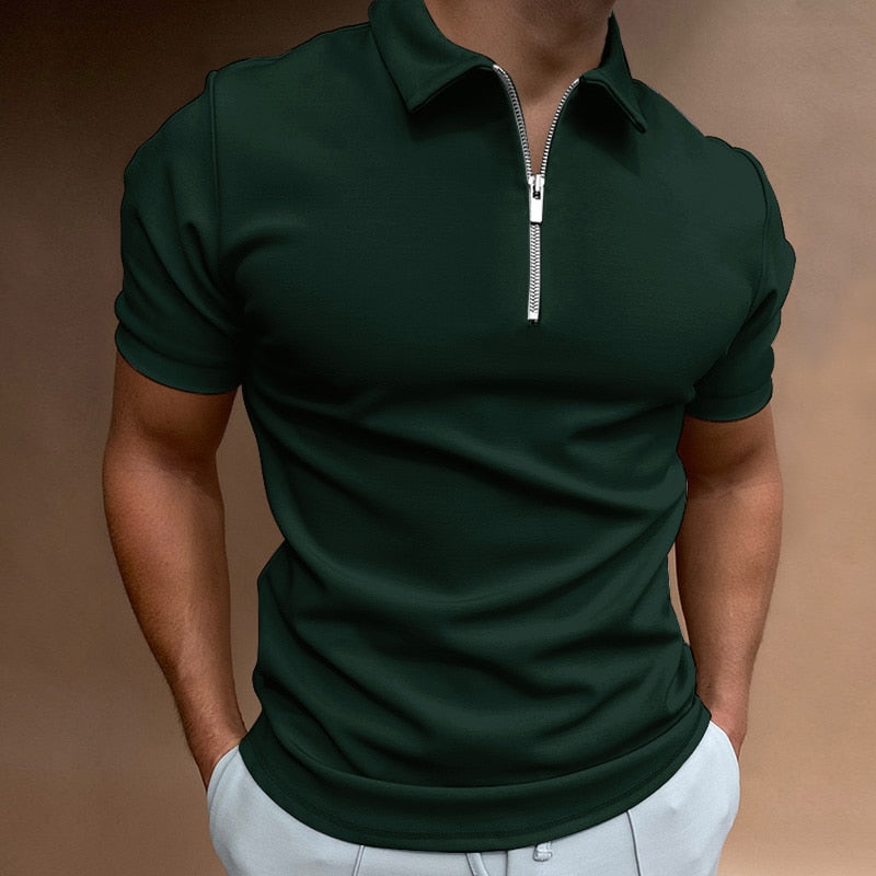 Stylish Zip-Up Polo Shirt