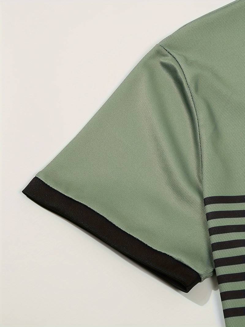 Stylish Striped Short Sleeve Polo Shirt for Men - Perfect for Casual Outings!