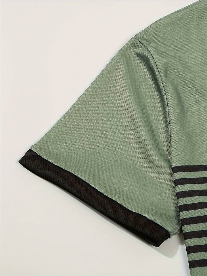 Stylish Striped Short Sleeve Polo Shirt for Men - Perfect for Casual Outings!