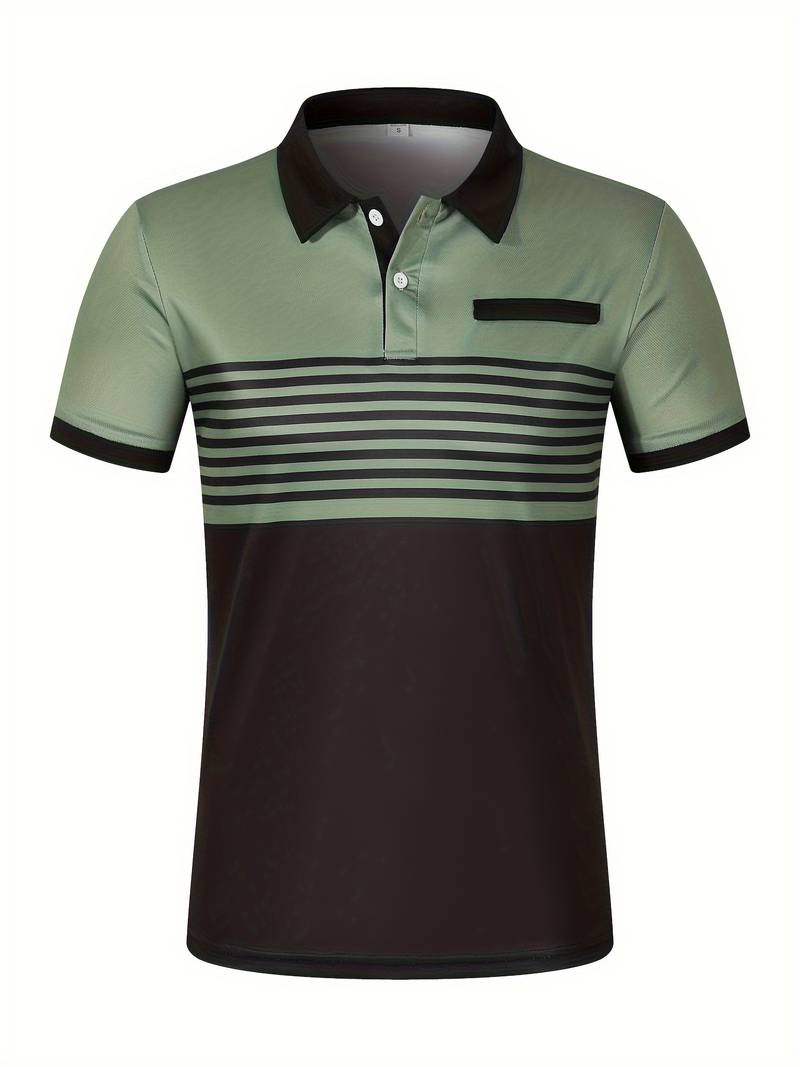 Stylish Striped Short Sleeve Polo Shirt for Men - Perfect for Casual Outings!