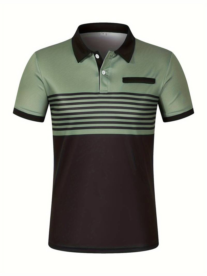 Stylish Striped Short Sleeve Polo Shirt for Men - Perfect for Casual Outings!