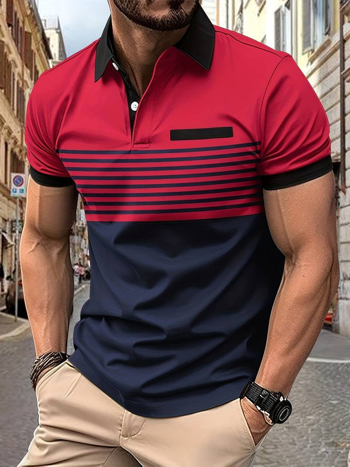 Stylish Striped Short Sleeve Polo Shirt for Men - Perfect for Casual Outings!