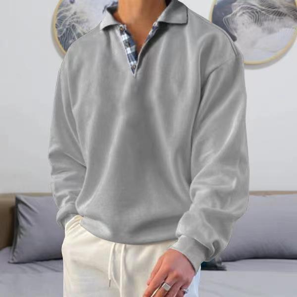 Men's V-Neck Long-Sleeved Hooded Sweatshirt