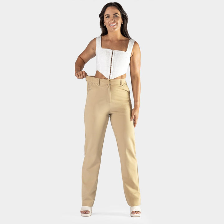 Chic Beige Straight Leg Pants for Effortless Style