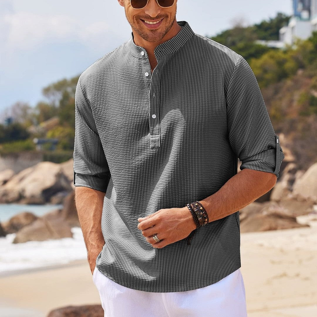 Men's Stylish Long-Sleeved Linen Casual Shirt