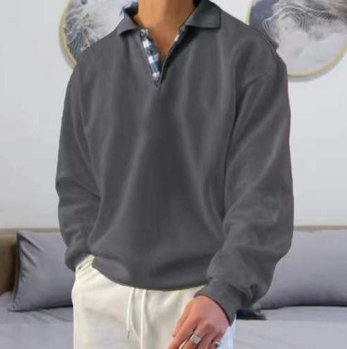 Men's V-Neck Long-Sleeved Hooded Sweatshirt
