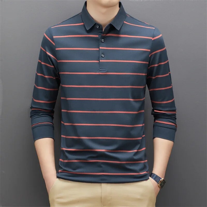 Stylish Long Sleeve Polo Shirt for Men – Perfect for Casual Outings