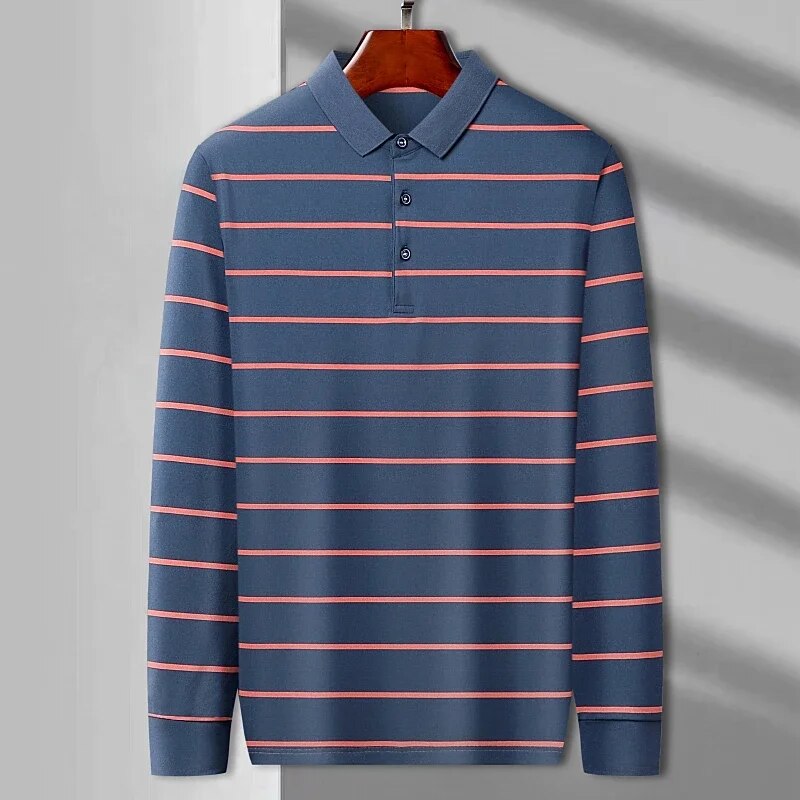 Elevate Your Style: Men's Premium Long-Sleeved Casual Polo Shirt